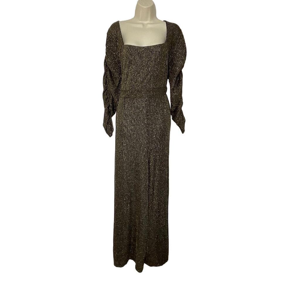 Torrid NWT Gold Black Glitter Knit Stretch Jumpsuit, Long Sleeve, Plus size 16